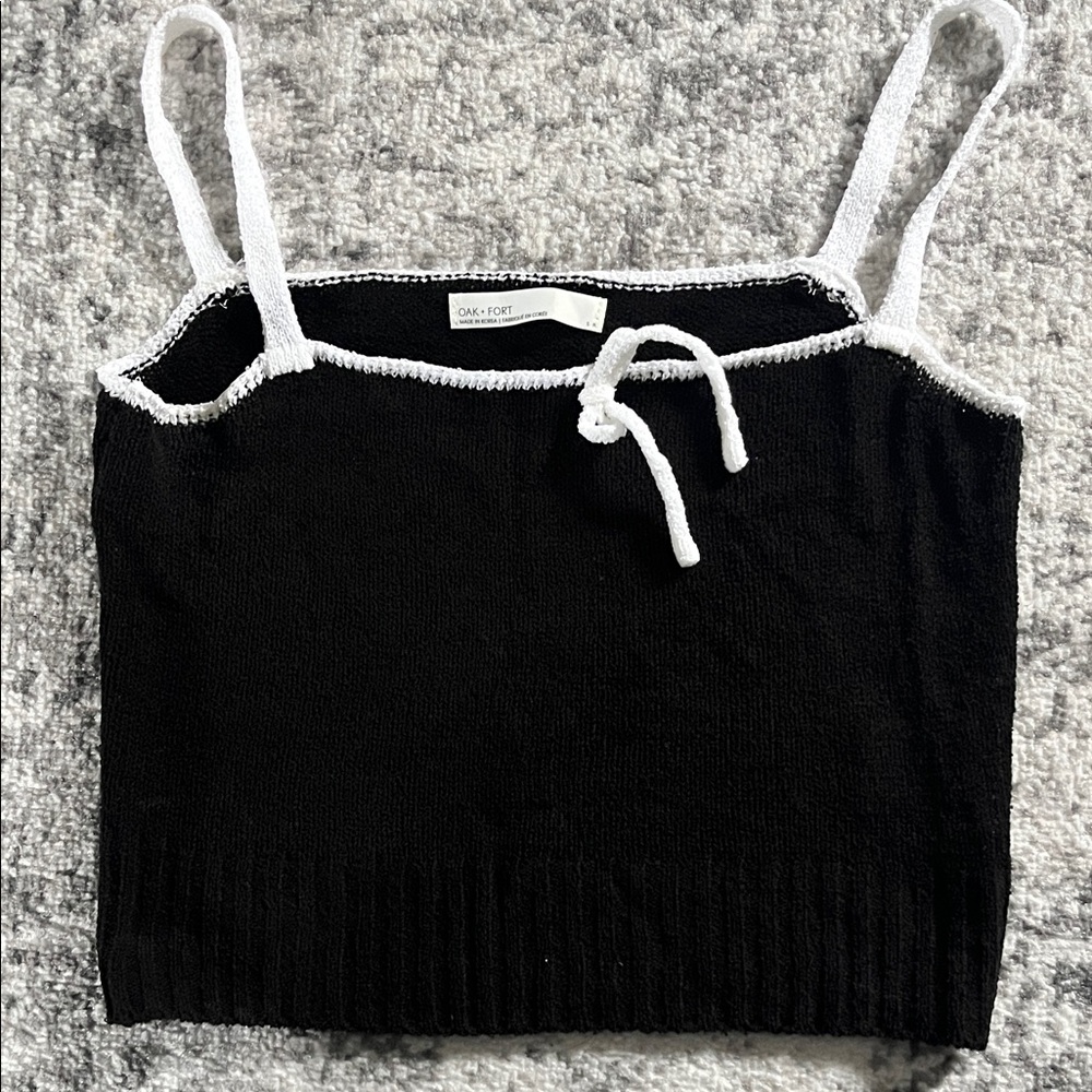OAK + FORT Black Knit Tank with White Trim